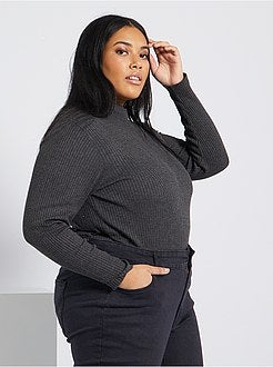 Camisola de gola alta canelada - Kiabi