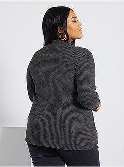 Camisola de gola alta canelada - Kiabi