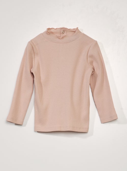 Camisola de gola alta canelada com meia-abertura atrás - Kiabi