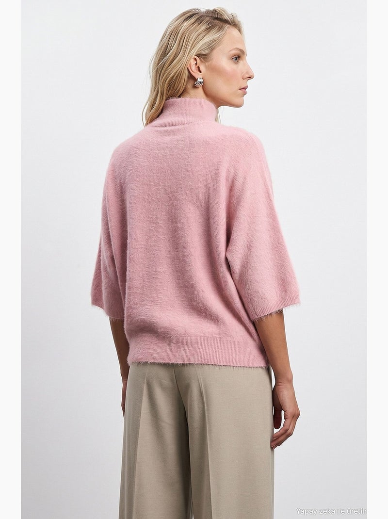 Camisola de gola alta canelada dilvin Rosa - Kiabi