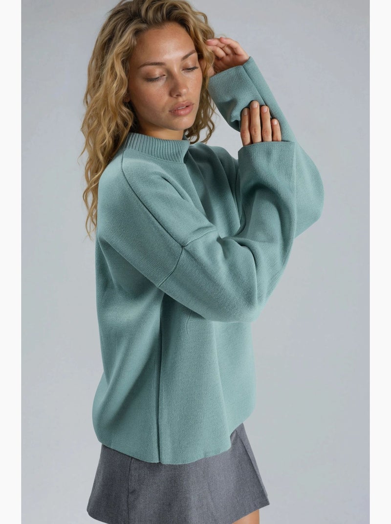 Camisola de gola alta canelada oversize my fashion Verde pastel - Kiabi