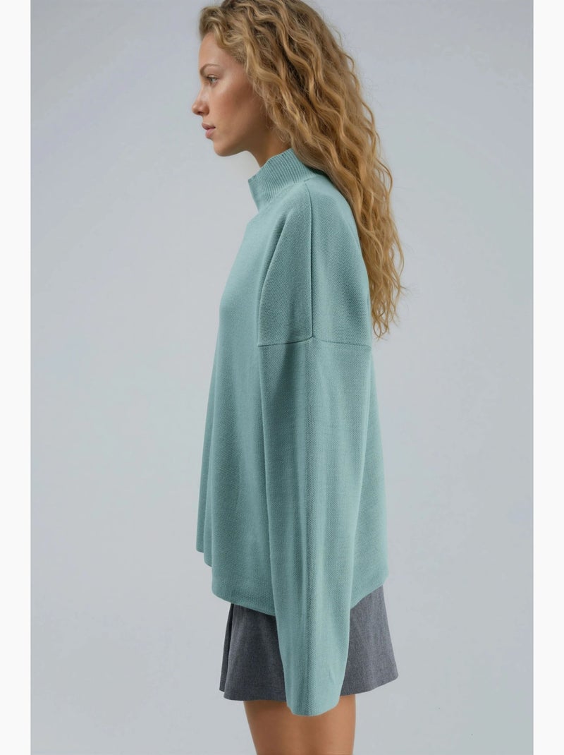 Camisola de gola alta canelada oversize my fashion Verde pastel - Kiabi