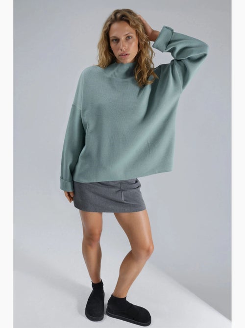 Camisola de gola alta canelada oversize my fashion - Kiabi Camisola de gola alta canelada oversize my fashion - Kiabi