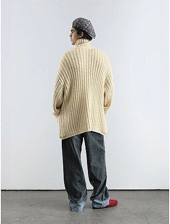 Camisola de gola alta canelada oversized com fecho de botões giesto