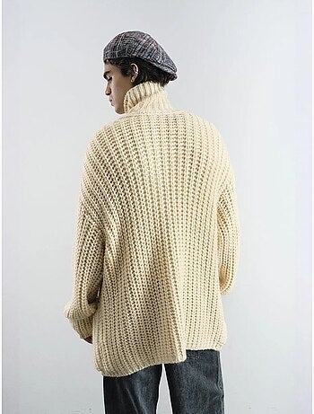 Camisola de gola alta canelada oversized com fecho de botões giesto