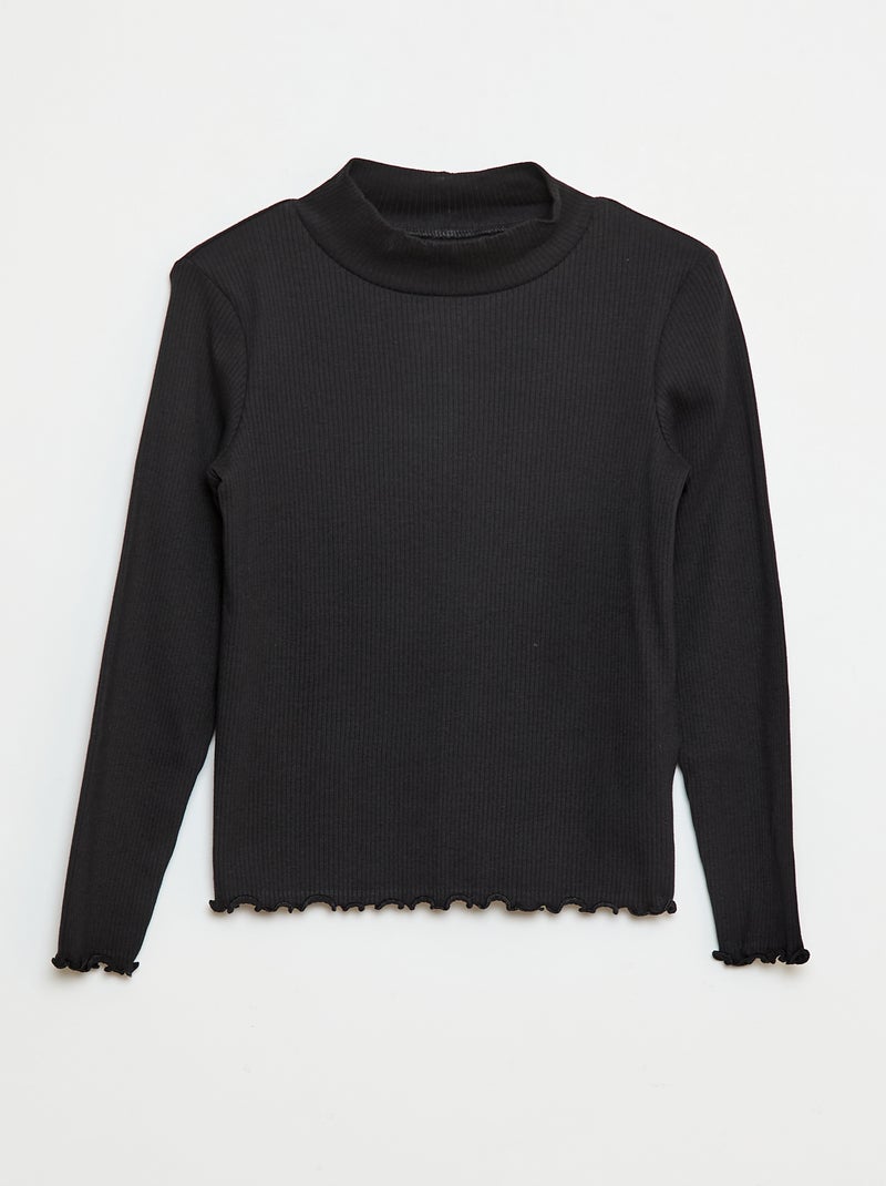 Camisola de gola alta canelada Preto - Kiabi