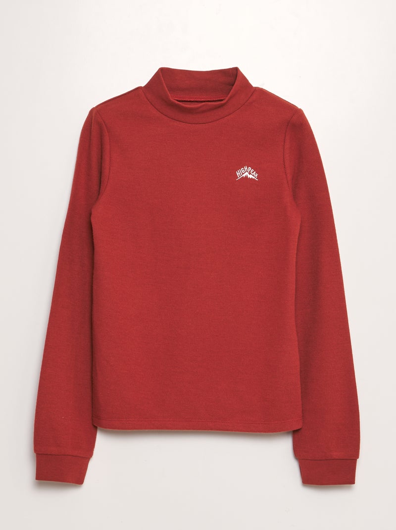 Camisola de gola alta canelada VERMELHO - Kiabi