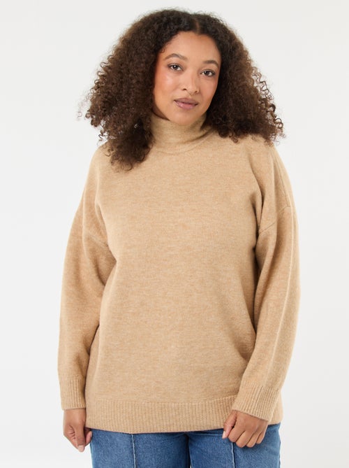 Camisola de gola alta com abertura e detalhe de joia nas costas - Kiabi