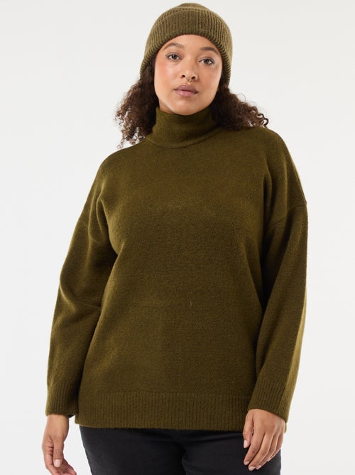 Camisola de gola alta com abertura e detalhe de joia nas costas - Kiabi