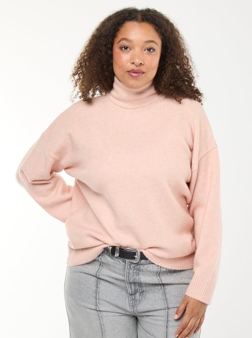 Camisola de gola alta com abertura e detalhe de joia nas costas - Kiabi