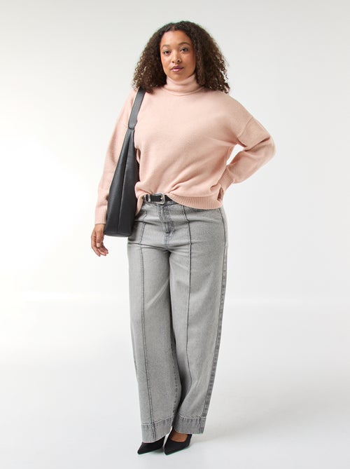 Camisola de gola alta com abertura e detalhe de joia nas costas - Kiabi