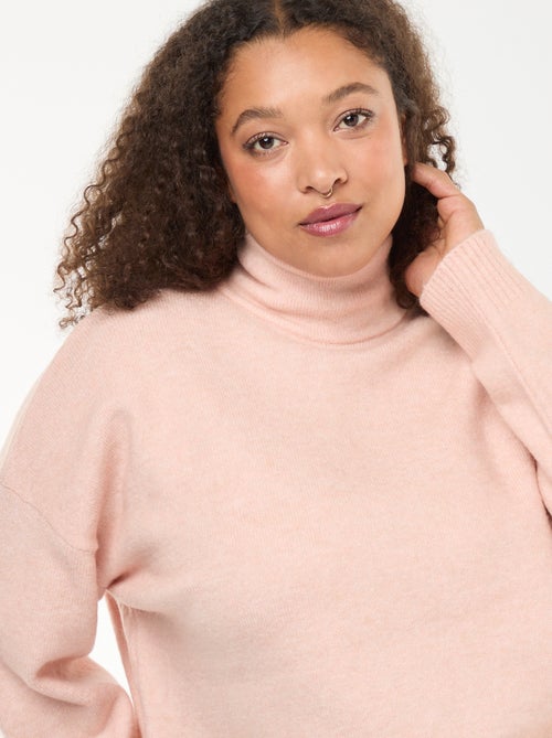 Camisola de gola alta com abertura e detalhe de joia nas costas - Kiabi