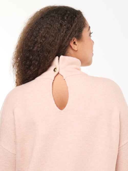 Camisola de gola alta com abertura e detalhe de joia nas costas - Kiabi