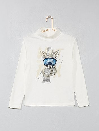 Camisola de gola alta com animação - Kiabi