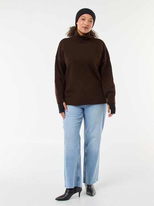 Camisola de gola alta com detalhe de joia nas costas - Kiabi