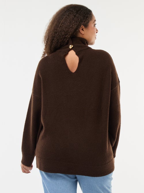 Camisola de gola alta com detalhe de joia nas costas - Kiabi