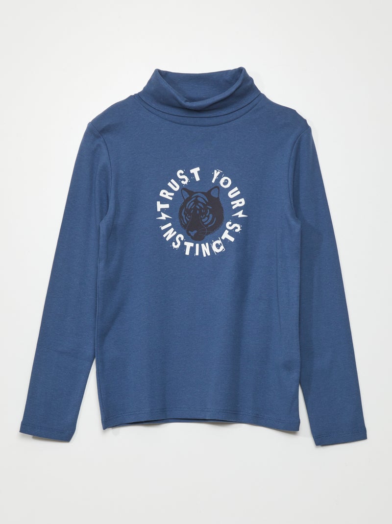 Camisola de gola alta com estampado AZUL - Kiabi