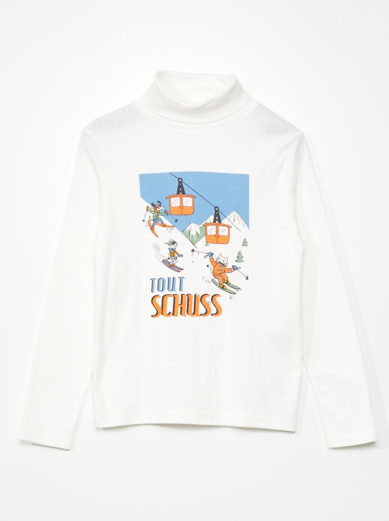 Camisola de gola alta com estampado BRANCO - Kiabi