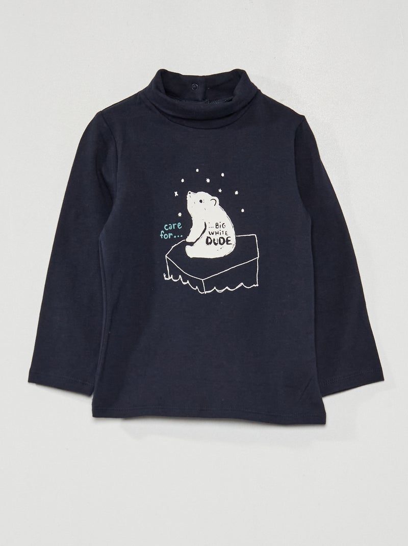 Camisola de gola alta com estampado de fantasia AZUL - Kiabi