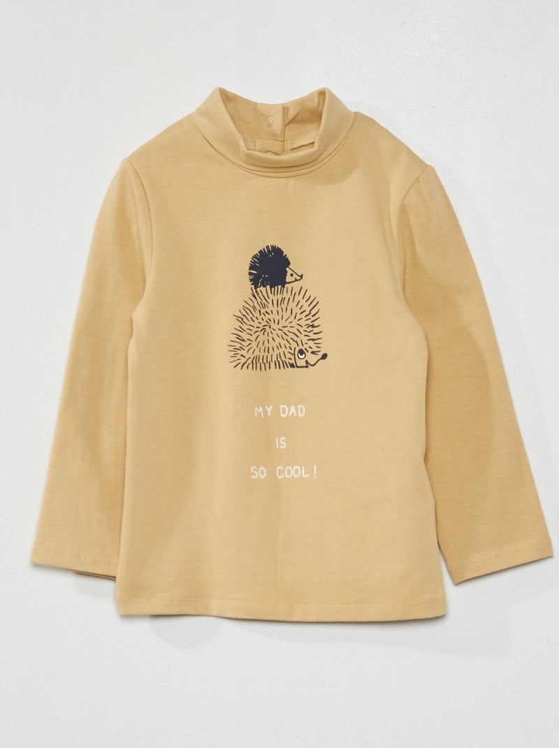 Camisola de gola alta com estampado de fantasia BEGE - Kiabi
