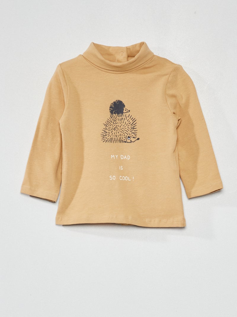 Camisola de gola alta com estampado de fantasia BEGE - Kiabi