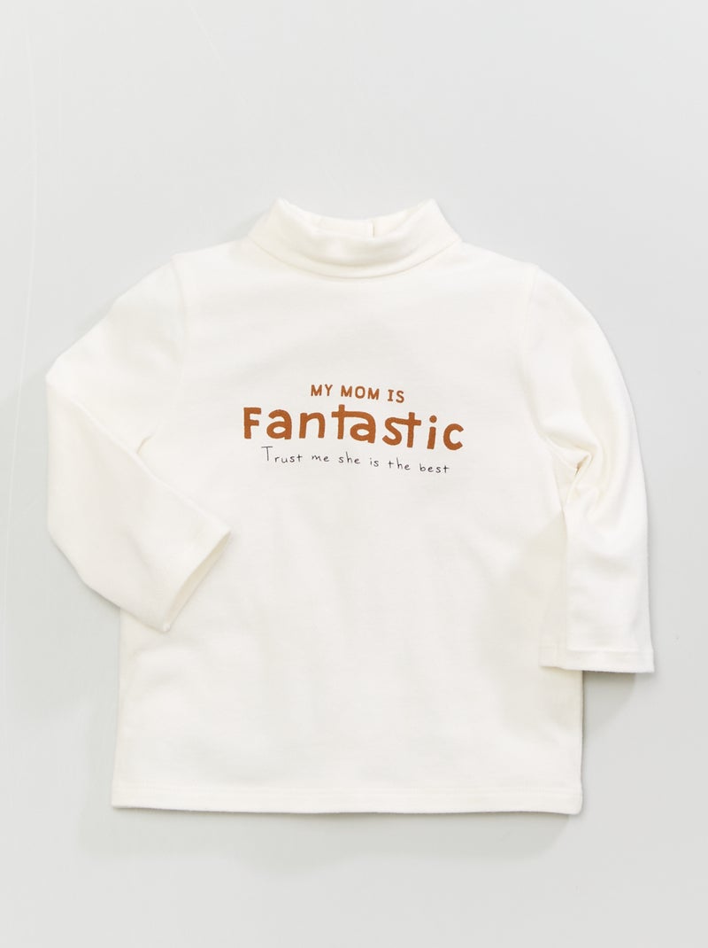 Camisola de gola alta com estampado de fantasia BRANCO - Kiabi
