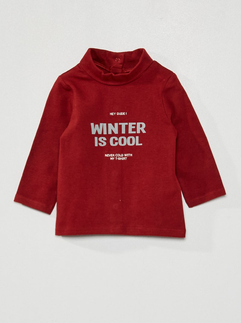 Camisola de gola alta com estampado de fantasia VERMELHO - Kiabi