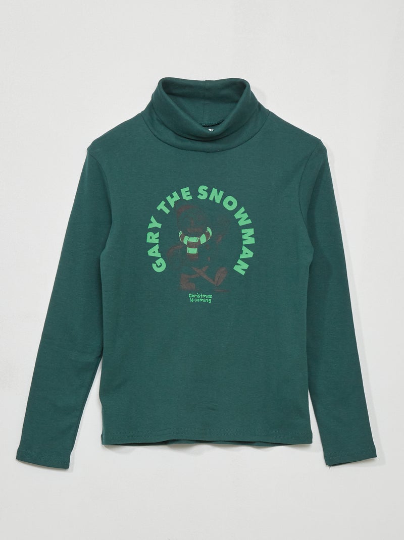 Camisola de gola alta com estampado VERDE - Kiabi