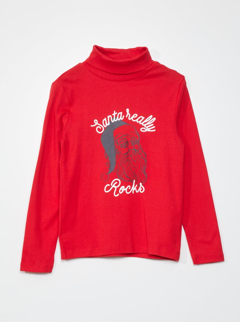 Camisola de gola alta com estampado VERMELHO - Kiabi