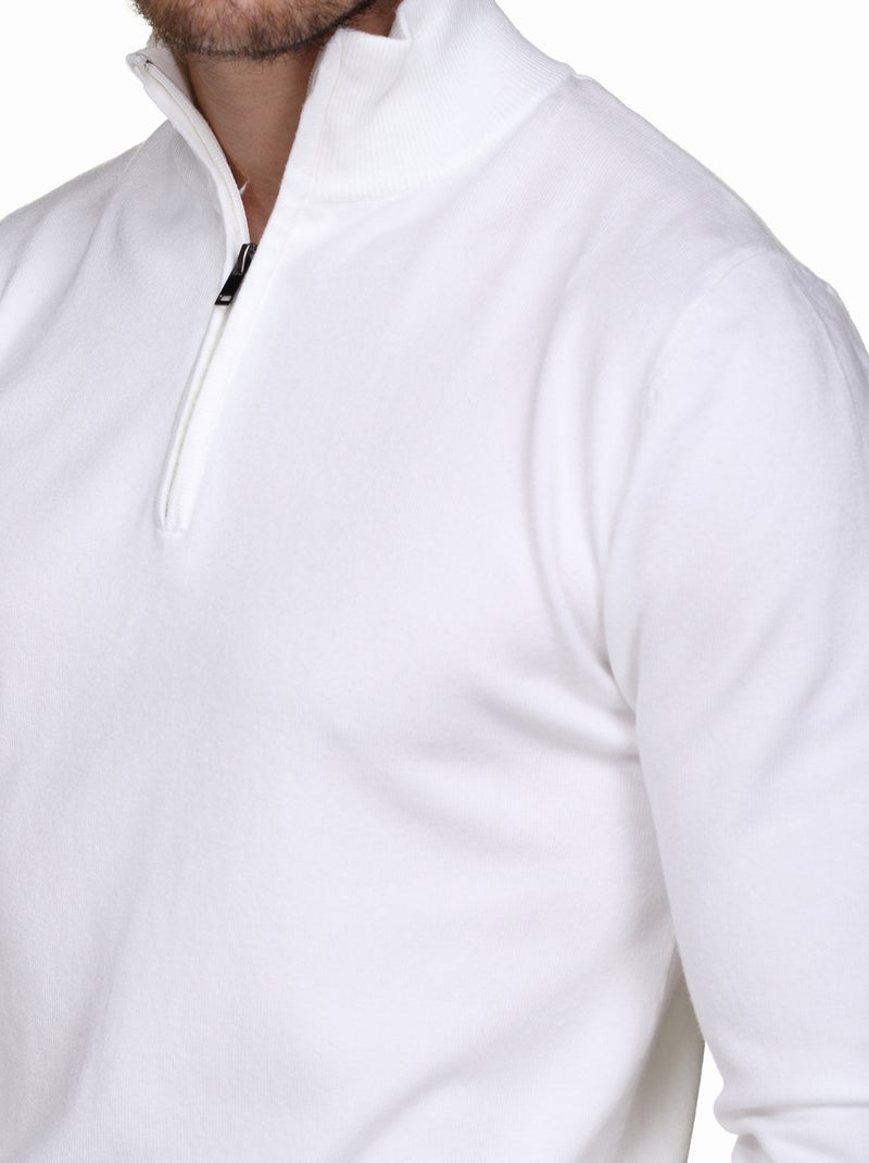 Camisola de gola alta com fecho - Kenzarro Branco - Kiabi