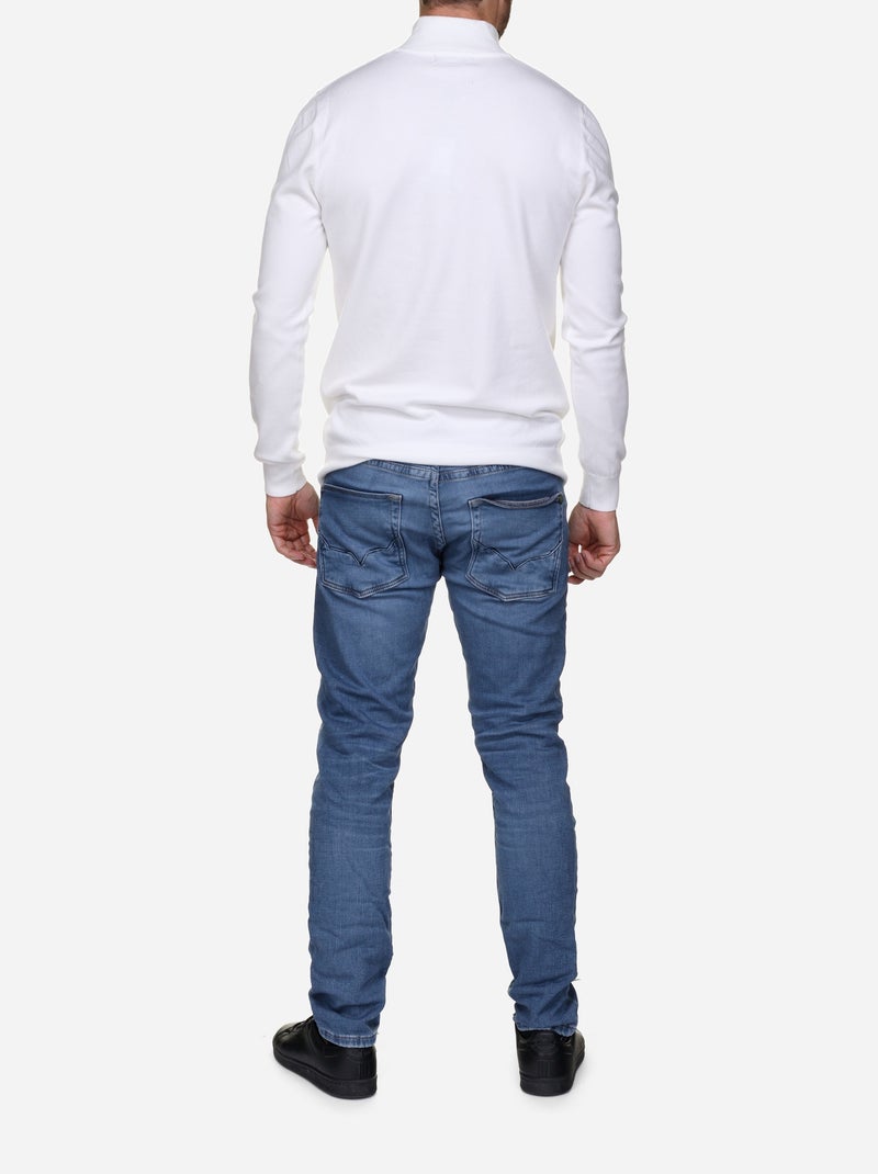 Camisola de gola alta com fecho - Kenzarro Branco - Kiabi