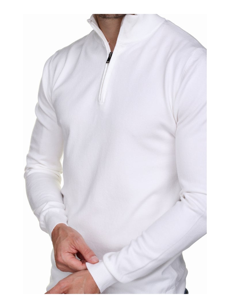 Camisola de gola alta com fecho - Kenzarro Branco - Kiabi