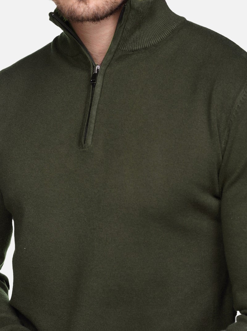 Camisola de gola alta com fecho - Kenzarro Cáqui - Kiabi