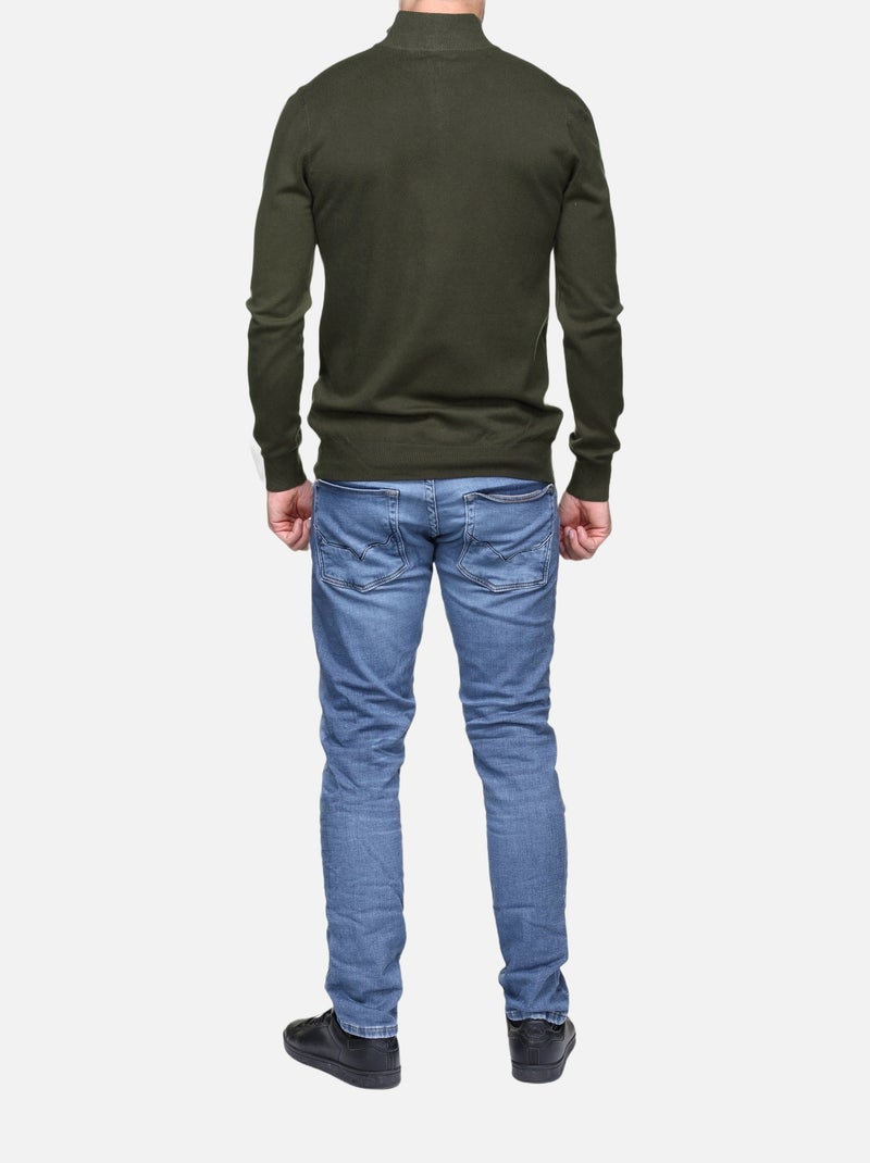 Camisola de gola alta com fecho - Kenzarro Cáqui - Kiabi