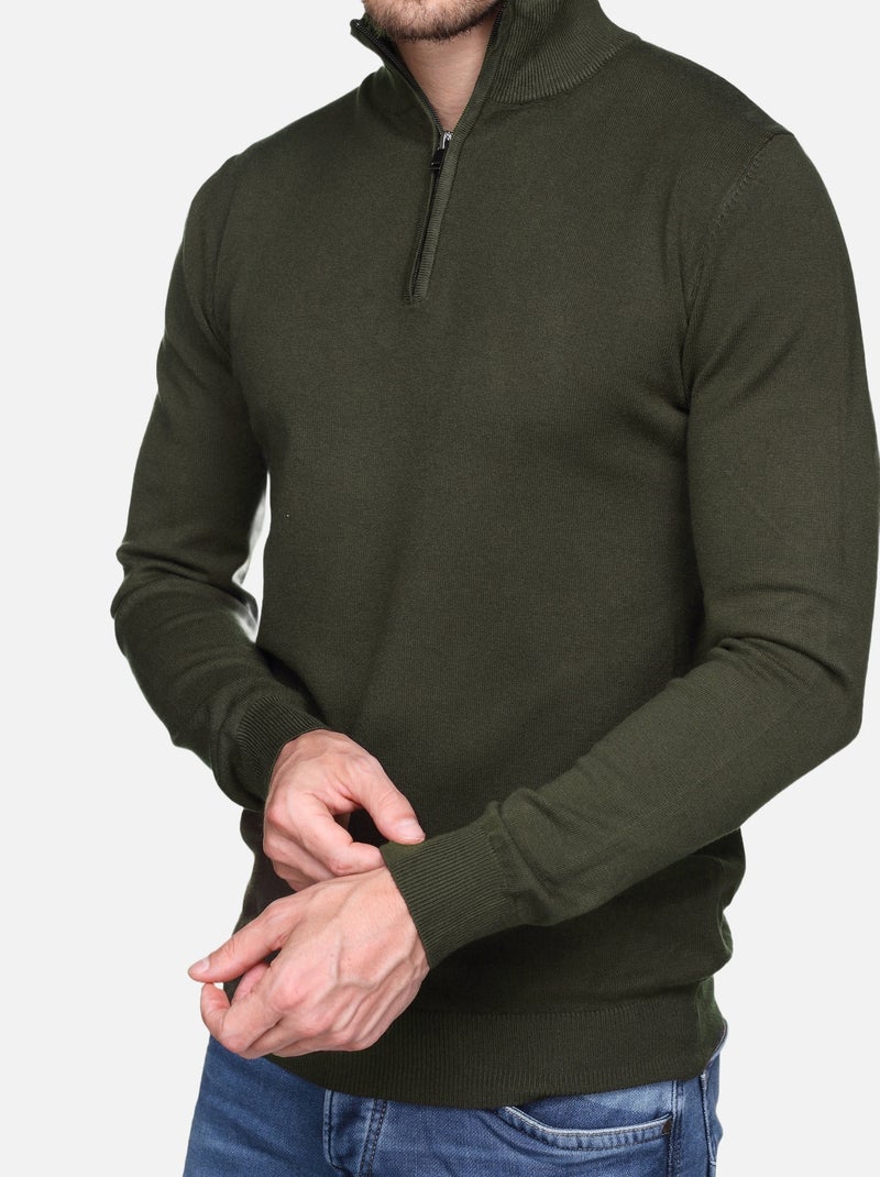 Camisola de gola alta com fecho - Kenzarro Cáqui - Kiabi