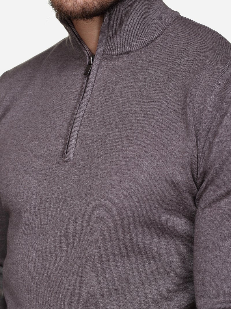 Camisola de gola alta com fecho - Kenzarro Castanho - Kiabi