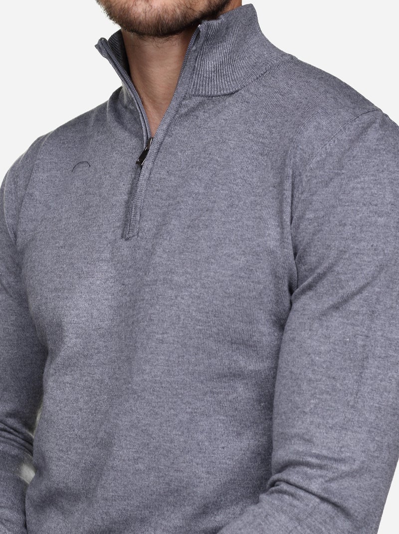 Camisola de gola alta com fecho - Kenzarro Cinza claro - Kiabi