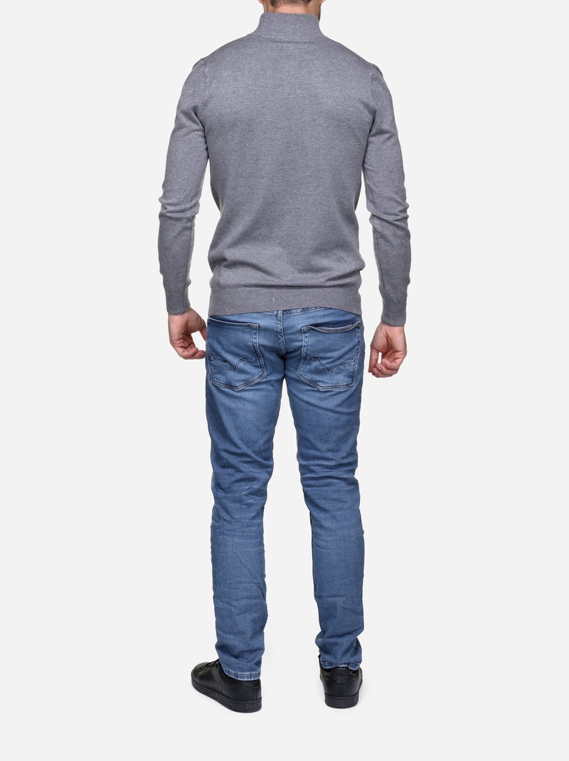 Camisola de gola alta com fecho - Kenzarro Cinza claro - Kiabi