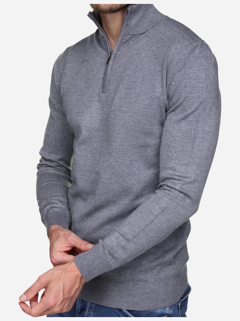 Camisola de gola alta com fecho - Kenzarro Cinza claro - Kiabi
