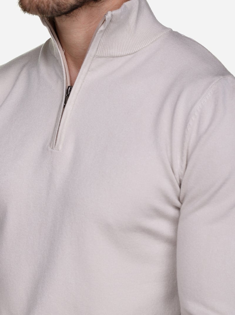 Camisola de gola alta com fecho - Kenzarro Creme - Kiabi