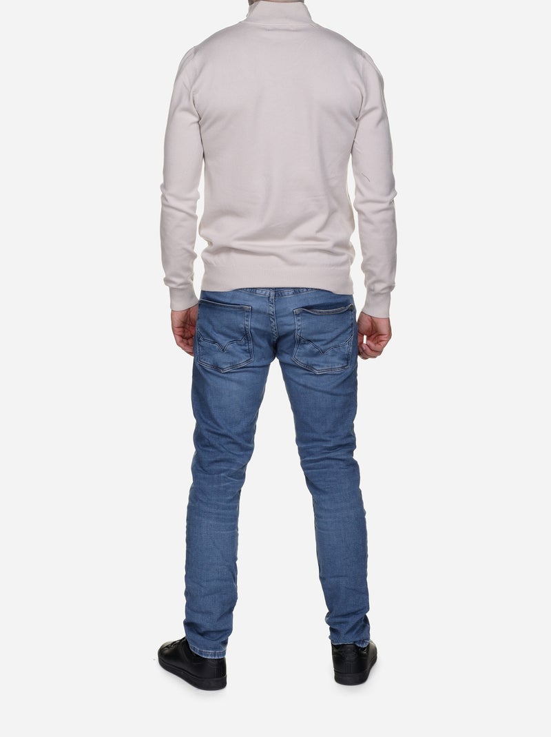 Camisola de gola alta com fecho - Kenzarro Creme - Kiabi