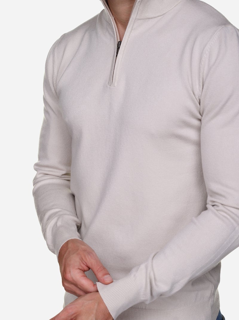 Camisola de gola alta com fecho - Kenzarro Creme - Kiabi