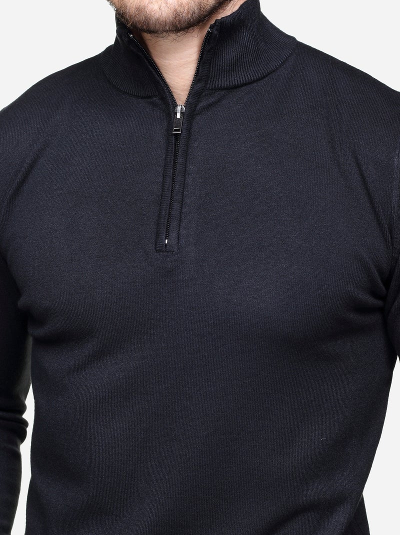 Camisola de gola alta com fecho - Kenzarro Preto - Kiabi