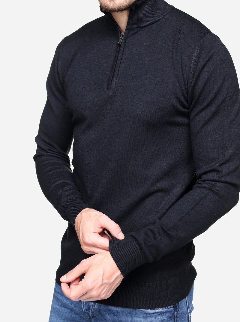 Camisola de gola alta com fecho - Kenzarro Preto - Kiabi