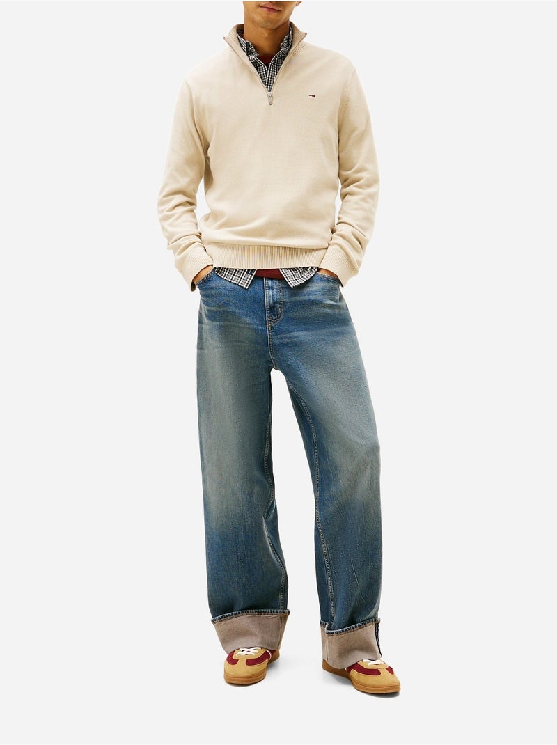 Camisola de gola alta com fecho - tommy jeans Bege - Kiabi