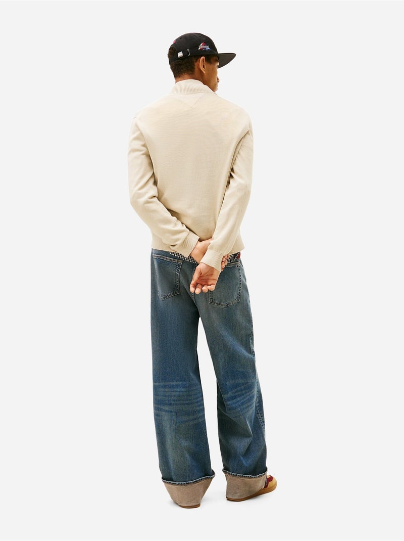 Camisola de gola alta com fecho - tommy jeans Bege - Kiabi