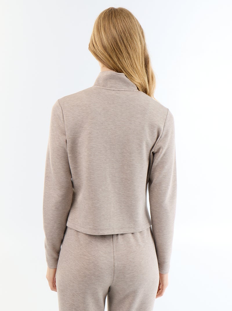 Camisola de gola alta com fecho Bege - Kiabi