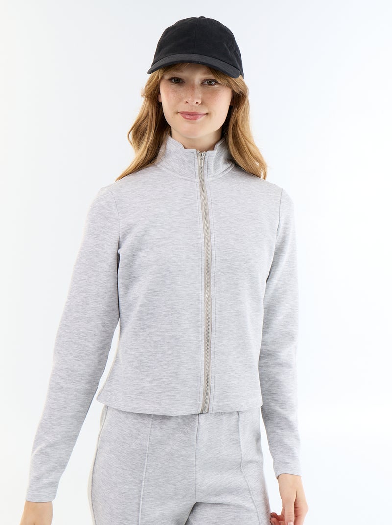 Camisola de gola alta com fecho Cinza - Kiabi