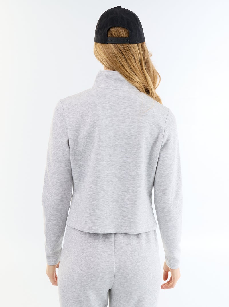 Camisola de gola alta com fecho Cinza - Kiabi