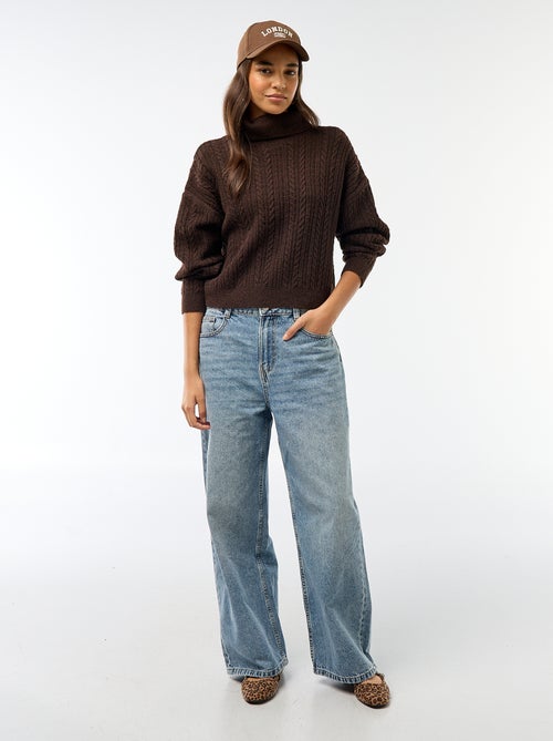 Camisola de gola alta com malha torcida - Kiabi